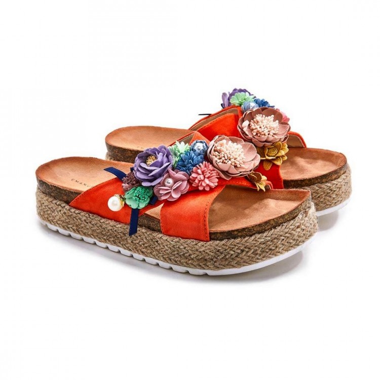 Sandali Arancio Floreali Emanuela Biffoli